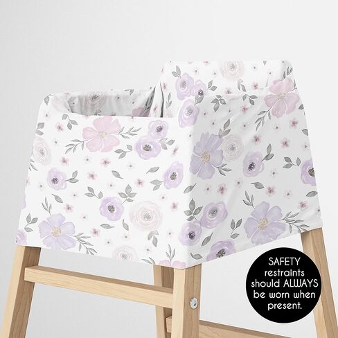 Sweet Jojo Designs Purple Watercolor Floral Girl Infant Baby Car Seat Cover Nursing Breastfeeding Shopping Cart Stroller Canopy Lavender Pink and Grey Boho Bohemian Shabby Chic Rose Flower Farmhouse in Kuwait