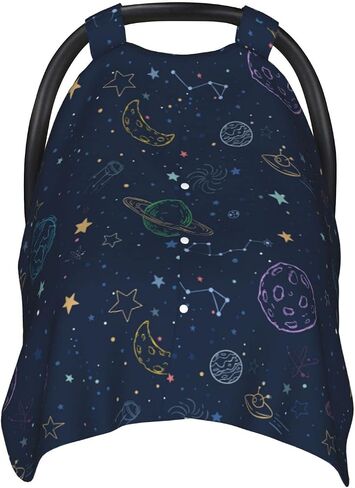 Baby Car Seat Cover for Babies Breathable Carseat Canopy for Newborn Nursing Scarf with Peekaboo Opening - Classical Music Symbols Violin Pink in Saudi Arabia