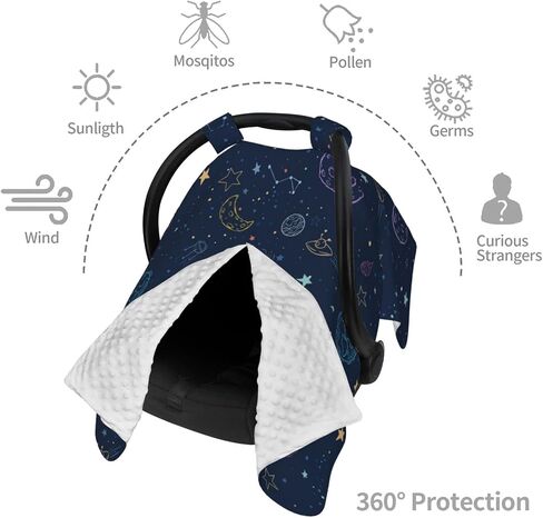Baby Car Seat Cover for Babies Breathable Carseat Canopy for Newborn Nursing Scarf with Peekaboo Opening - Classical Music Symbols Violin Pink in Saudi Arabia