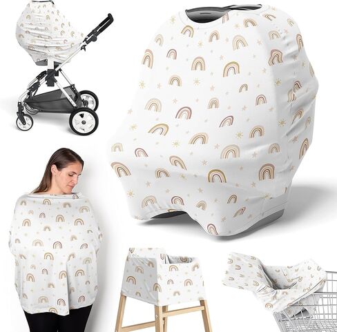 Sweet Jojo Designs Boho Rainbow Girl Infant Baby Car Seat Cover Nursing Breastfeeding Shopping Cart Stroller Canopy Blush Pink Yellow Tan Bohemian Modern Neutral Vintage Dusty Rose Gold Mauve Taupe in Kuwait