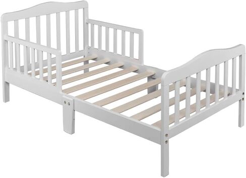 Ochine Toddler Bed Frame Kids House Bed Multifunctional Solid Wood Kids Bed Classic Wooden Children Bed Frame Toddler Beds Wooden Kids Bed Frame with 2 Side Guardrails for Kids, Teens, Girls, Boys in Kuwait