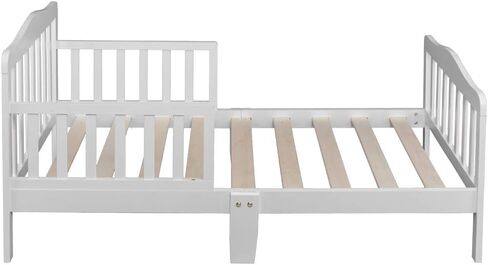 Ochine Toddler Bed Frame Kids House Bed Multifunctional Solid Wood Kids Bed Classic Wooden Children Bed Frame Toddler Beds Wooden Kids Bed Frame with 2 Side Guardrails for Kids, Teens, Girls, Boys in Kuwait