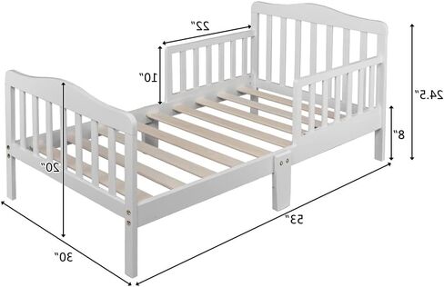 Ochine Toddler Bed Frame Kids House Bed Multifunctional Solid Wood Kids Bed Classic Wooden Children Bed Frame Toddler Beds Wooden Kids Bed Frame with 2 Side Guardrails for Kids, Teens, Girls, Boys in Kuwait
