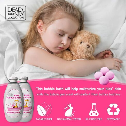 مجموعة البحر الميت لحمام الفقاعات للأطفال برائحة الفانيليا الحلوة - حمام فقاعات التنظيف والترطيب للأطفال - مع معادن البحر الميت الطبيعية - عبوة مكونة من زجاجتين كبيرتين (كل منهما 33.8 أونصة سائلة) in Kuwait