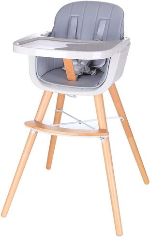Foho Baby High Chair, Perfect 3 in 1 Convertible Wooden High Chair with Cushion, Removable Tray, and Adjustable Legs for Baby & Toddler (Beige) in Kuwait