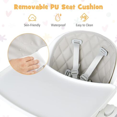 BABY JOY High Chair for Babies & Toddlers, Adjustable Convertible Baby Highchair w/ 5 Heights, Removable Dishwasher Safe Tray, Footrest, 5-Point Safety Harness & Waterproof Seat Cushion, 6-36 Months in Saudi Arabia