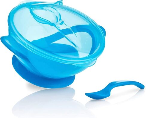 Nuby Suction Bowl with Spoon and Lid, Blue in Saudi Arabia