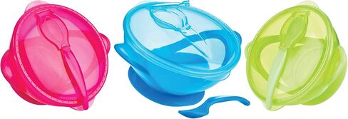 Nuby Suction Bowl with Spoon and Lid, Blue in Saudi Arabia