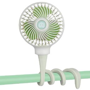 مروحة لعربة الأطفال من أنبرو - مروحة محمولة للأطفال بمشبك لعربة الأطفال / المهد مع حامل مرن، مروحة لمقعد السيارة 3000 مللي أمبير في الساعة تعمل ببطارية USB قابلة لإعادة الشحن، لون أبيض in Kuwait