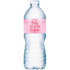 20 Pink Baby Its Cold Outside Baby Water Bottle Labels; Baby Shower Set of 20 Waterproof Water Bottle Wrappers, Decorations; Its a Girl Pink in Kuwait