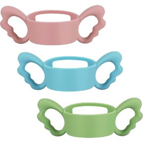 3 Pieces Baby Silicone Bottle Handles Natural Baby Bottle Handle Wide Neck Baby Feeding Handle Easy Carry Handle Lightweight Bottle Handle Small Hand Gripping for Baby Shower (Pink, Green, Blue)