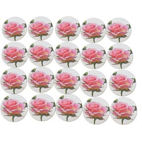 Novel Merk Pink Rose Flower Vinyl Stickers - 2" Round Individual Decals for Laptop, Water Bottle, Phone, Party Favors, & Decor - Adheres to Clean Surfaces Waterproof & Repositionable (20 Pack) in Saudi Arabia