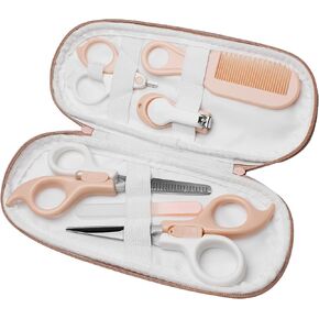 Baby Hair Scissors Kids Hair Cutting and Nail Kit Hair Cutting Manicure Pedicure Set Nail Clipper Nail File Thinning Shears for Newborn Toddler Infant with Leather Storage Bag (Pink) in Saudi Arabia