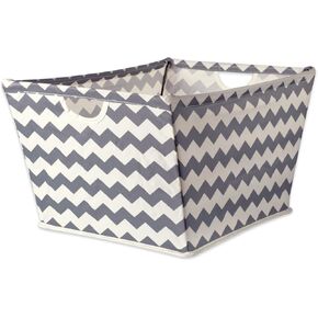 DII Collapsible Polyester Storage Bin, Trapezoid Chevron, Nautical Blue, Small