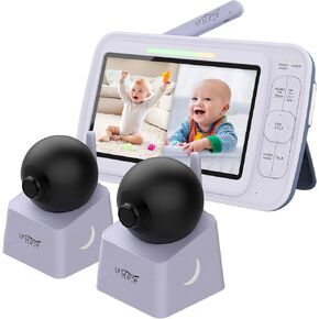 LEREVE 5" HD Low EMF Baby Monitor, Auto Noise Reduce, 2 Remote Pan Tilt Cameras, Lullaby, 2-Way Audio, ECO with Auto Voice Activation, Model: LeMove 60 in Kuwait