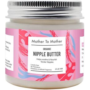 Organic Nipple Butter Breastfeeding Cream by Mother To Mother | Lanolin-Free, Safe for Nursing & Dry Skin, Non-GMO Project Verified, 2 FL oz, White, 2 Ounce in Saudi Arabia