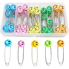 1Box(100Pcs) 5Colors 55mm/ 2.2 Inch Safety Pins Plastic Head Stainless Steel Diaper Pins Safety Locking Cloth Diaper Nappy Pins