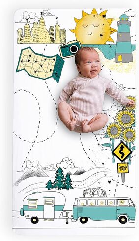 JumpOff Jo - Fitted Crib Sheet, Super Soft Breathable 100% Cotton Baby Crib Sheet for Standard Crib Mattresses and Toddler Beds, 28 in. x 52 in. - Blue Dinosaur in Saudi Arabia
