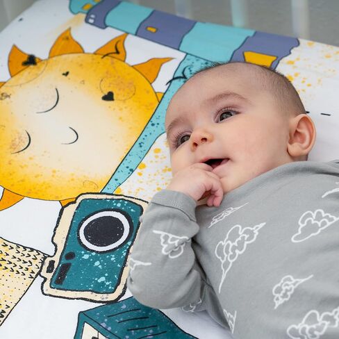 JumpOff Jo - Fitted Crib Sheet, Super Soft Breathable 100% Cotton Baby Crib Sheet for Standard Crib Mattresses and Toddler Beds, 28 in. x 52 in. - Blue Dinosaur in Saudi Arabia