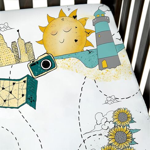 JumpOff Jo - Fitted Crib Sheet, Super Soft Breathable 100% Cotton Baby Crib Sheet for Standard Crib Mattresses and Toddler Beds, 28 in. x 52 in. - Blue Dinosaur in Saudi Arabia