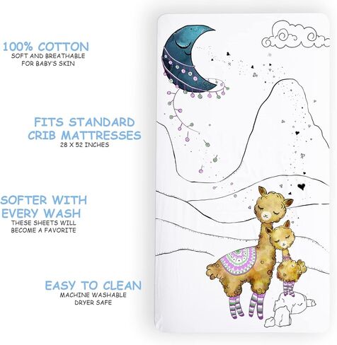 JumpOff Jo - Fitted Crib Sheet, Super Soft Breathable 100% Cotton Baby Crib Sheet for Standard Crib Mattresses and Toddler Beds, 28 in. x 52 in. - Blue Dinosaur in Kuwait