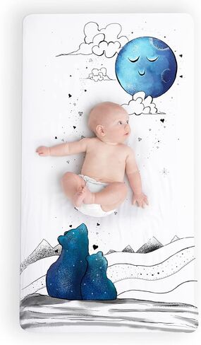 JumpOff Jo - Fitted Crib Sheet, Super Soft Breathable 100% Cotton Baby Crib Sheet for Standard Crib Mattresses and Toddler Beds, 28 in. x 52 in. - Blue Dinosaur in Kuwait