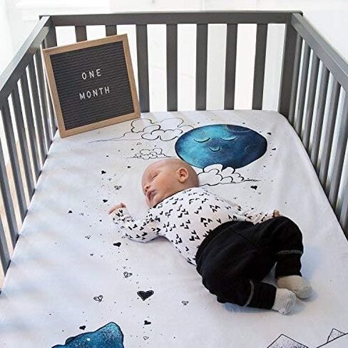 JumpOff Jo - Fitted Crib Sheet, Super Soft Breathable 100% Cotton Baby Crib Sheet for Standard Crib Mattresses and Toddler Beds, 28 in. x 52 in. - Blue Dinosaur in Kuwait