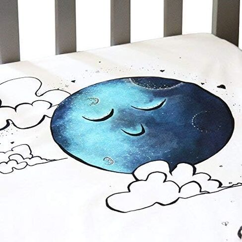 JumpOff Jo - Fitted Crib Sheet, Super Soft Breathable 100% Cotton Baby Crib Sheet for Standard Crib Mattresses and Toddler Beds, 28 in. x 52 in. - Blue Dinosaur in Kuwait