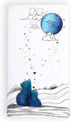 JumpOff Jo - Fitted Crib Sheet, Super Soft Breathable 100% Cotton Baby Crib Sheet for Standard Crib Mattresses and Toddler Beds, 28 in. x 52 in. - Blue Dinosaur in Kuwait