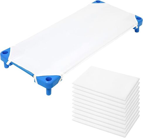 Comfyanno Cot Sheets for Daycare Standard Size - Fits 23" x 52" Cot, 10 Pack Bulk, Daycare Essentials, Soft & Comfortable Fitted Cot Cover, Preschool Kids Nap Time Sheets, Brushed Microfiber- White in Saudi Arabia