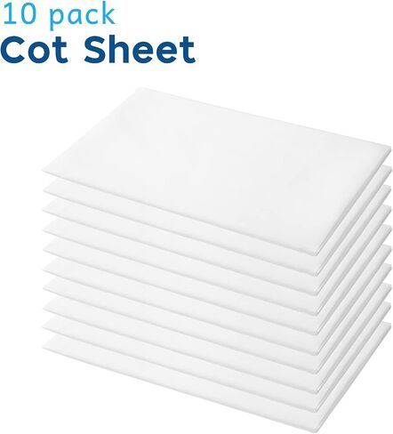 Comfyanno Cot Sheets for Daycare Standard Size - Fits 23" x 52" Cot, 10 Pack Bulk, Daycare Essentials, Soft & Comfortable Fitted Cot Cover, Preschool Kids Nap Time Sheets, Brushed Microfiber- White in Saudi Arabia