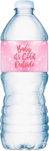 20 Pink Baby Its Cold Outside Baby Water Bottle Labels; Baby Shower Set of 20 Waterproof Water Bottle Wrappers, Decorations; Its a Girl Pink in Saudi Arabia