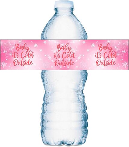 20 Pink Baby Its Cold Outside Baby Water Bottle Labels; Baby Shower Set of 20 Waterproof Water Bottle Wrappers, Decorations; Its a Girl Pink in Saudi Arabia