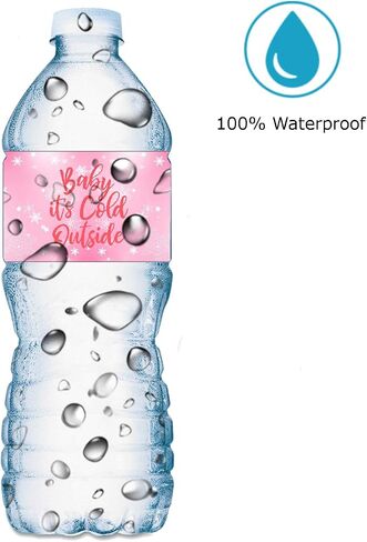 20 Pink Baby Its Cold Outside Baby Water Bottle Labels; Baby Shower Set of 20 Waterproof Water Bottle Wrappers, Decorations; Its a Girl Pink in Saudi Arabia