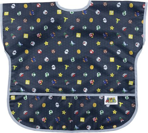 Bumkins Short Sleeve Bib for Girl or Boy, Toddler and Kids for 1-3 Years, Large Size, Essential Must Have for Junior Children, Eating, Mess Saving Soft Fabric Apron for Play, Charcoal Check in Saudi Arabia