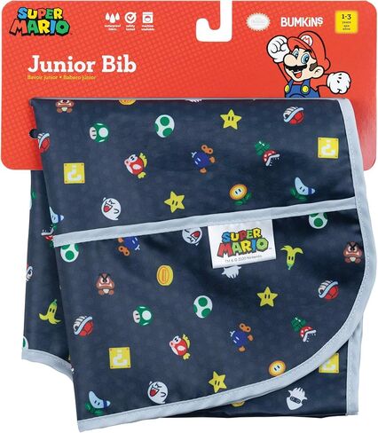 Bumkins Short Sleeve Bib for Girl or Boy, Toddler and Kids for 1-3 Years, Large Size, Essential Must Have for Junior Children, Eating, Mess Saving Soft Fabric Apron for Play, Charcoal Check in Saudi Arabia