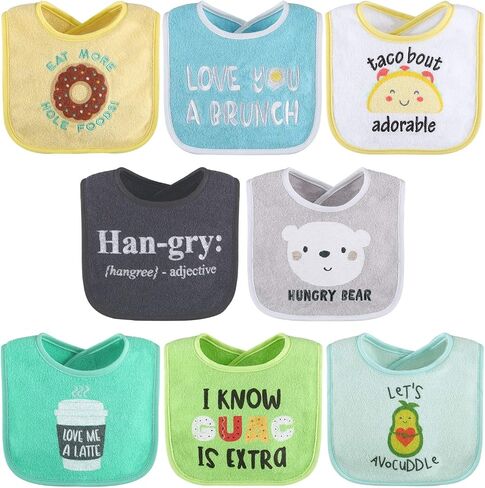 The Peanutshell Terry Bib Set for Baby Boys or Girls, 8 Pack Unisex Set for Feeding, Teething, Drooling in Saudi Arabia