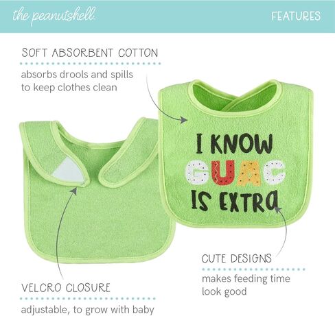 The Peanutshell Terry Bib Set for Baby Boys or Girls, 8 Pack Unisex Set for Feeding, Teething, Drooling in Saudi Arabia