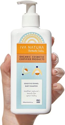 شامبو الأطفال بالشمر العضوي الحساس من IVA NATURA غني بمستخلصات البابونج | خالٍ من البارابين، غسول وشامبو للأطفال لا يسبب الحساسية | شامبو لطيف للأطفال وغسول الجسم، 11.83 أونصة سائلة in Saudi Arabia