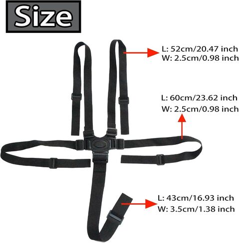 Universal 5 Point Harness Strap, Adjustable Harness Belt, Safety Harness Seat Belt for High Chair/Pushchair/Stroller, Full Protection Child Kid Harness Belt in Saudi Arabia