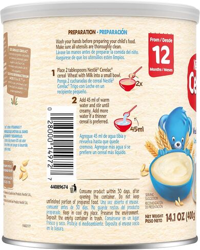 Nestle Cerelac Wheat Cereal with Milk, Made for Toddlers 12 Months, 14.1-Ounce Canister (Pack of 1) in Saudi Arabia