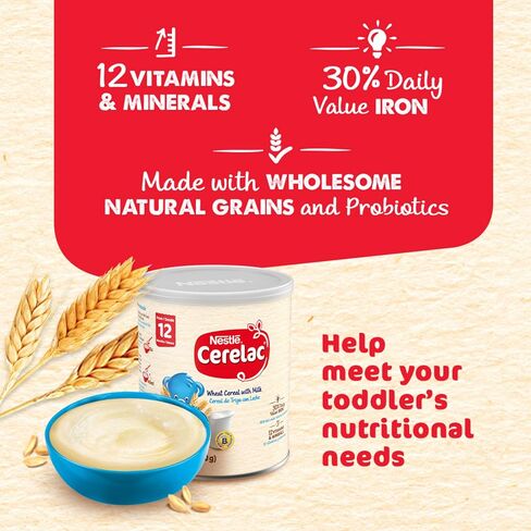 Nestle Cerelac Wheat Cereal with Milk, Made for Toddlers 12 Months, 14.1-Ounce Canister (Pack of 1) in Saudi Arabia