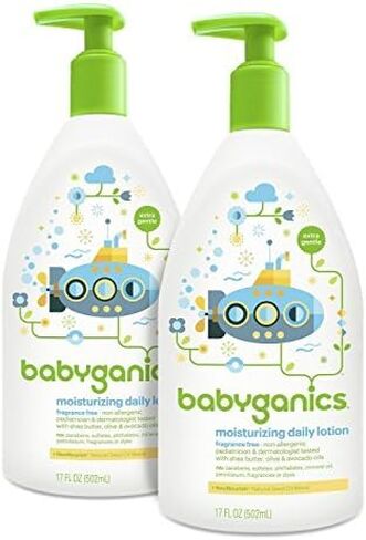 Babyganics Moisturizing Daily Lotion, Fragrance Free, 17oz Pump Bottle (Pack of 2) in Kuwait
