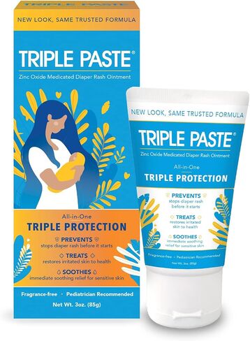 Triple Paste Diaper Rash Cream for Baby - 8 Oz Tub & 3 Oz Tube At Home & On the Go Bundle - Zinc Oxide Ointment Treats, Soothes and Prevents Diaper Rash in Saudi Arabia