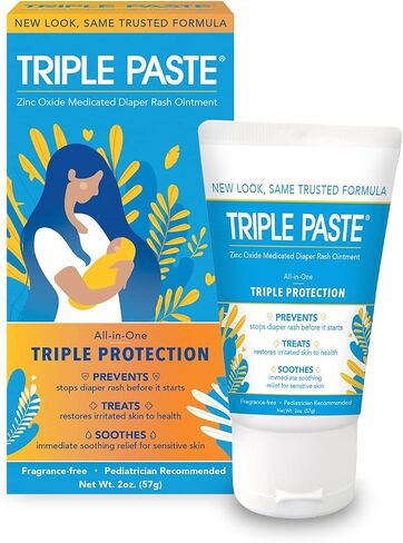 Triple Paste Diaper Rash Cream for Baby - 8 Oz Tub & 3 Oz Tube At Home & On the Go Bundle - Zinc Oxide Ointment Treats, Soothes and Prevents Diaper Rash in Saudi Arabia
