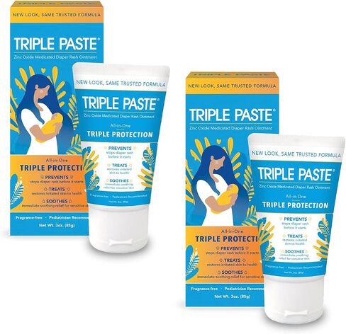 Triple Paste Diaper Rash Cream for Baby - 8 Oz Tub & 3 Oz Tube At Home & On the Go Bundle - Zinc Oxide Ointment Treats, Soothes and Prevents Diaper Rash in Saudi Arabia