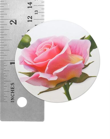 Novel Merk Pink Rose Flower Vinyl Stickers - 2" Round Individual Decals for Laptop, Water Bottle, Phone, Party Favors, & Decor - Adheres to Clean Surfaces Waterproof & Repositionable (20 Pack) in Saudi Arabia