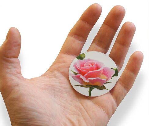 Novel Merk Pink Rose Flower Vinyl Stickers - 2" Round Individual Decals for Laptop, Water Bottle, Phone, Party Favors, & Decor - Adheres to Clean Surfaces Waterproof & Repositionable (20 Pack) in Saudi Arabia