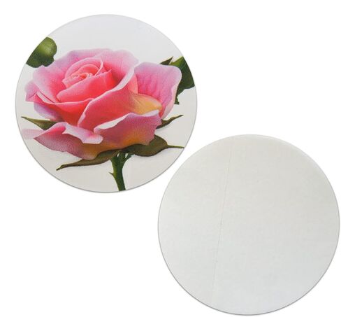 Novel Merk Pink Rose Flower Vinyl Stickers - 2" Round Individual Decals for Laptop, Water Bottle, Phone, Party Favors, & Decor - Adheres to Clean Surfaces Waterproof & Repositionable (20 Pack) in Saudi Arabia