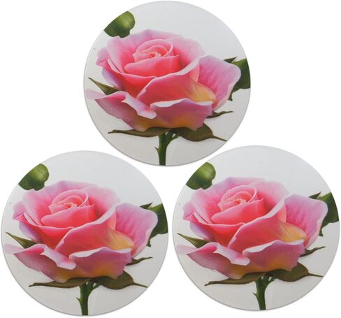 Novel Merk Pink Rose Flower Vinyl Stickers - 2" Round Individual Decals for Laptop, Water Bottle, Phone, Party Favors, & Decor - Adheres to Clean Surfaces Waterproof & Repositionable (20 Pack) in Saudi Arabia